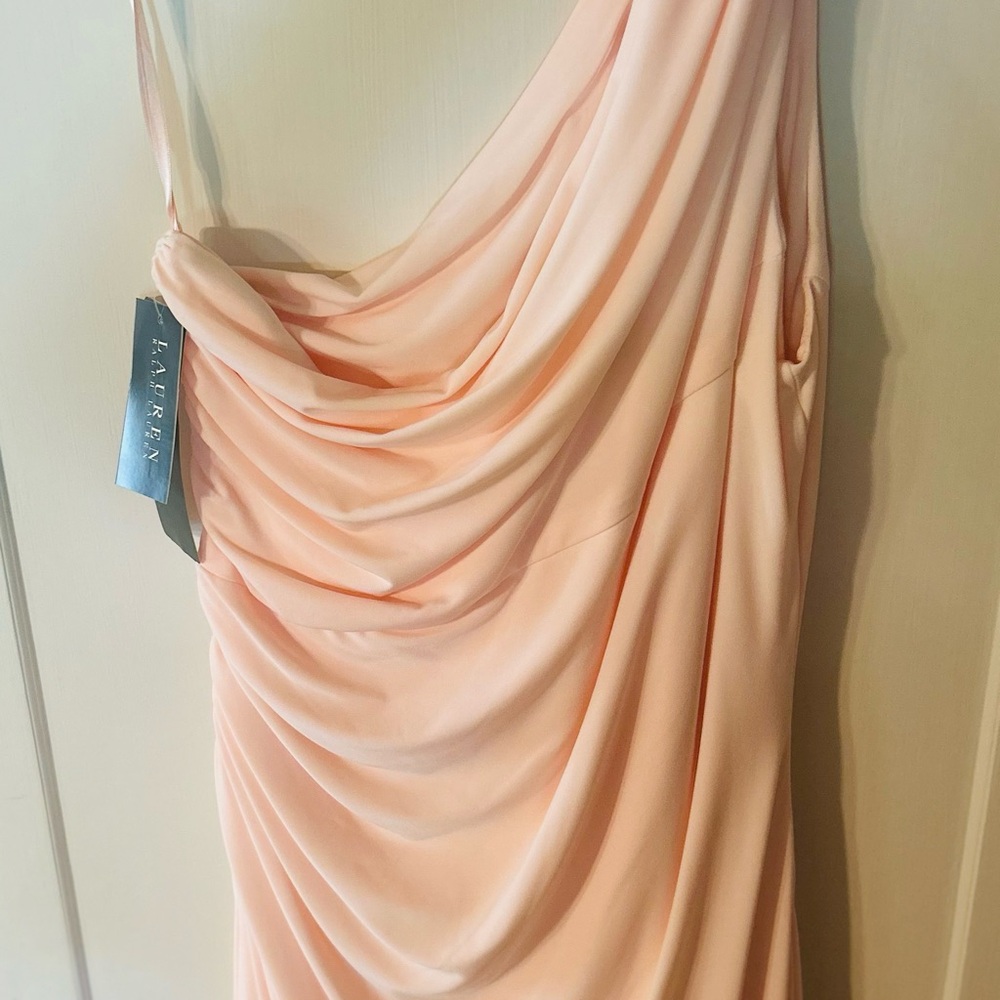Ralph Lauren Blush Pink Asymmetrical One Shoulder Bodycon Dress NWT